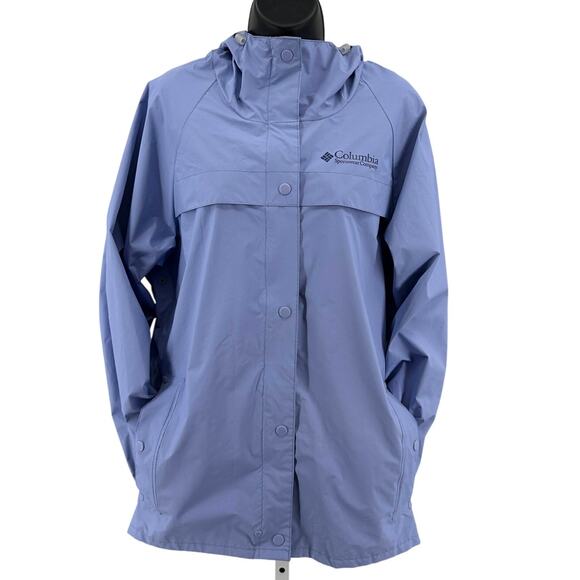 Columbia Sportswear Rain Jacket WMNS M Light Purple Waterproof Hooded Snap Zip - Picture 5 of 9
